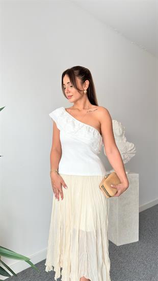 Tek Omuz Fırfrlı Bluz