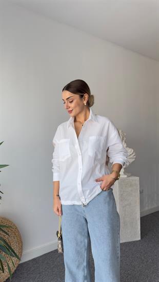 Trine Tws Model Sırt Paraşütlü Beyaz Gömlek