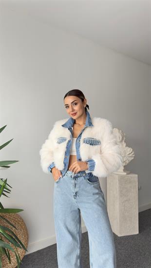 Nomi Kot Garnili Taş Detaylı Peluş Ceket