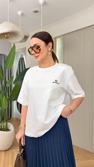 Lacivert Miysu Piliseli Etek Tshirt Takım
