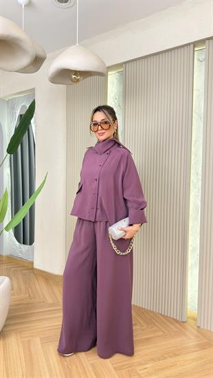 Mürdüm Tek Cepli Şal Yaka Tensel Takım