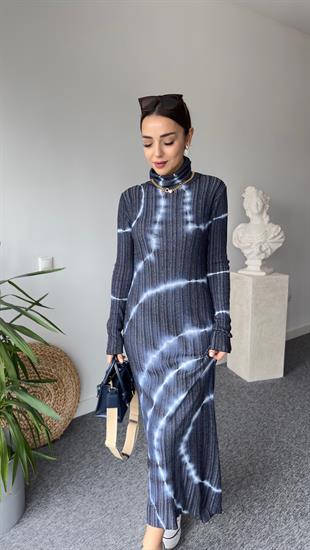 Batik Desenli Laci Triko Elbise 