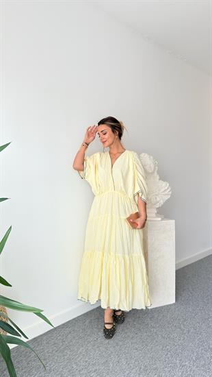 Sarı Kontrast Massi Model Elbise