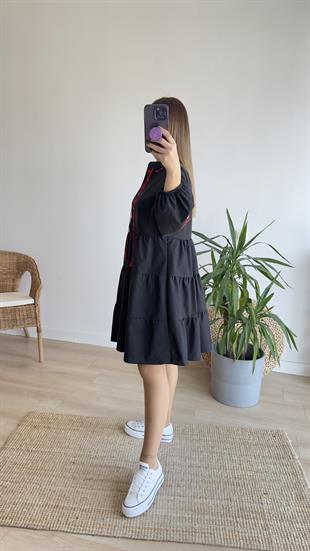 Nakışlı Poplin Elbise 