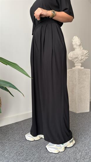 Siyah Gablit Pile Detaylı İkili Takım