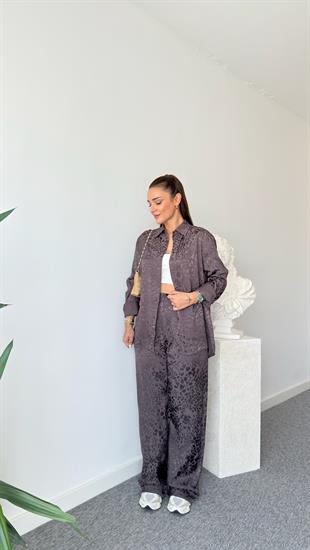 Kahve Mani Benekli Gömlek