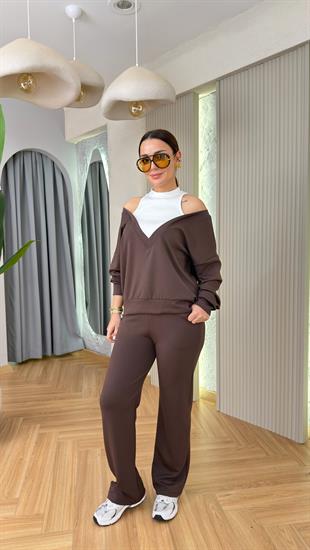 Kahve Purina Atlet Detaylı Modal Takım