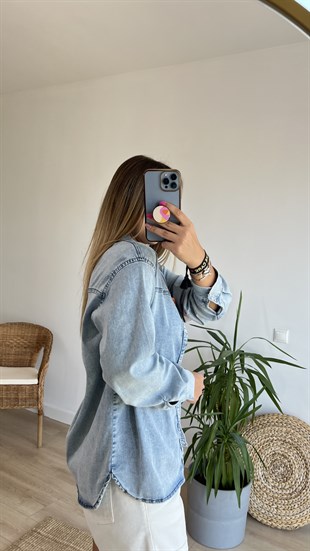 Çıtçıt Düğme Detaylı Kot Gömlek