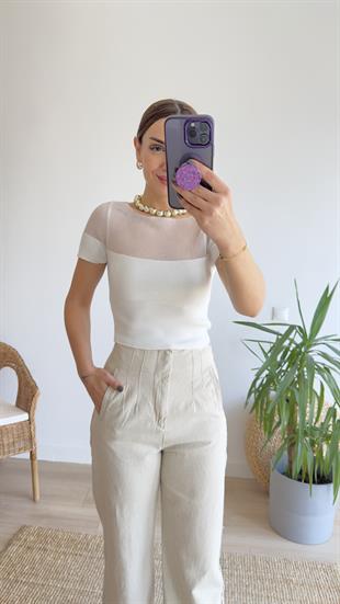 Zra Model Simli Ekru Bluz