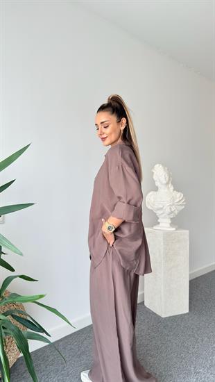 Kahve Mavir Fermuar Detaylı Tensel Takım