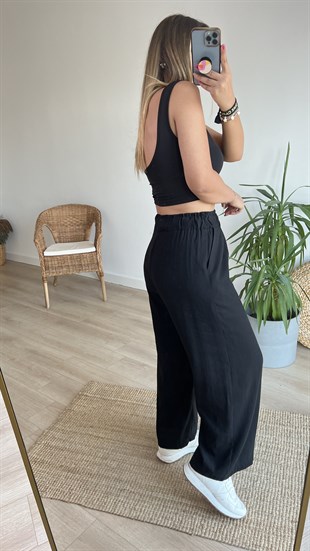 Beli Lastikli Siyah Pantolon