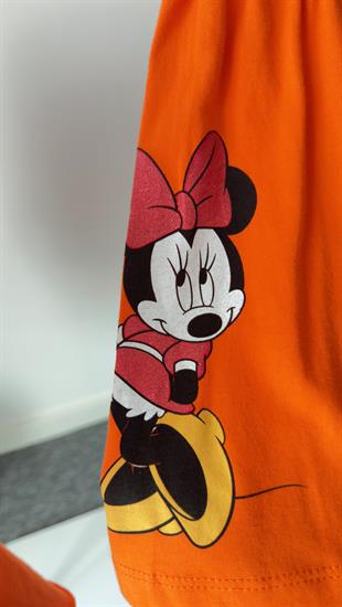 Turuncu Mickey Baskılı Şortlu Takım