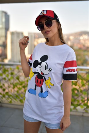 Kolları Baskılı Mickey Tshirt	