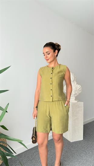 Olive Loria Tensel Massi Şortlu Takım