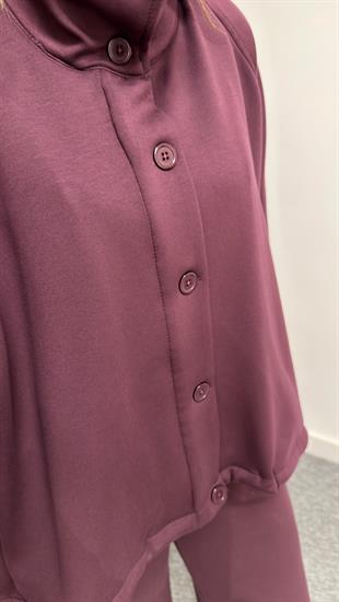 Bordo Sonya Ceket Pantolon Modal Takım