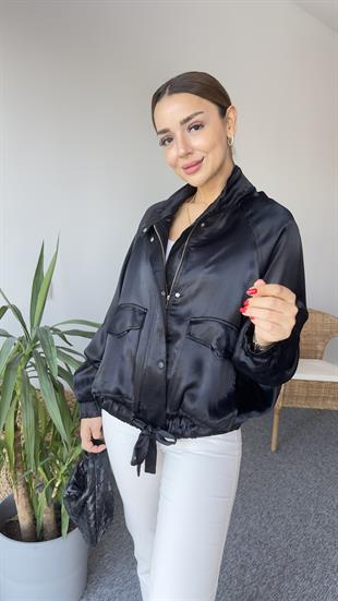 Saten Zra Model Siyah Bomber Ceket