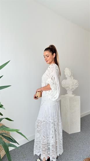 Luwre Tasarım Dantel Detaylı Bluz