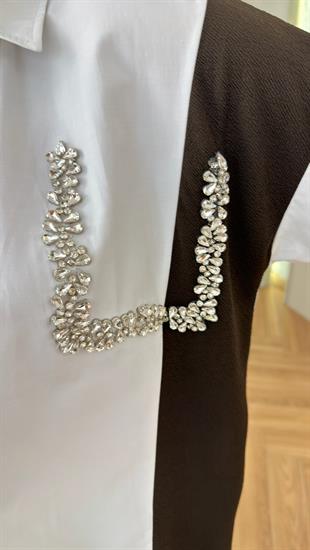 Kahve Garnili Cebi Taş Detaylı Gömlek