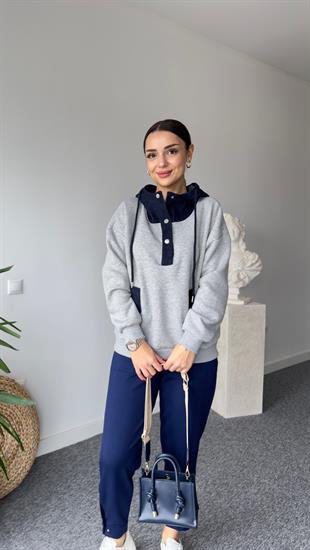 Zra Model Kot Detaylı Kapüşonlu Sweatshirt