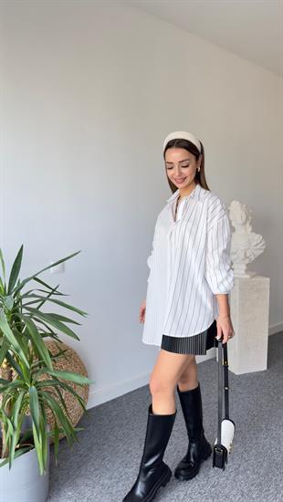 Zra Model Asimetrik Çizgili Gömlek