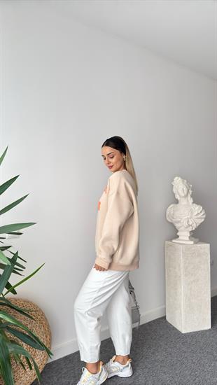 Minnesota Yazılı Bej Sweatshirt