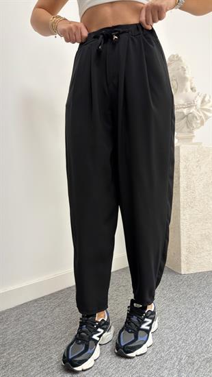 Siyah Lucka Pileli Şalvar Model Pantolon