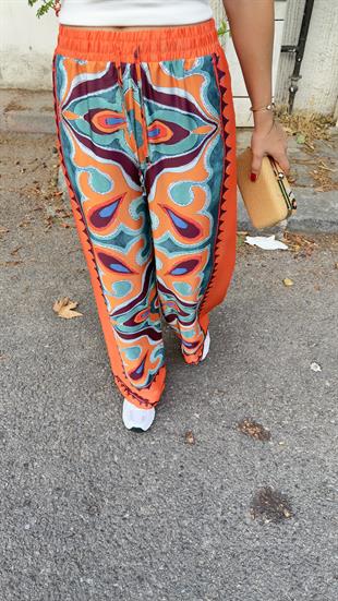 Zra Model Turuncu Etnik Desen Pantolon