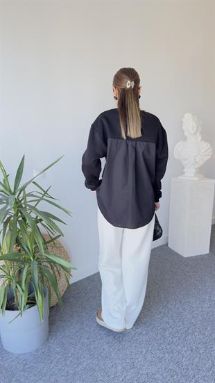 Rano Orj Model Sırt Poplin Siyah Tasarım Sweat