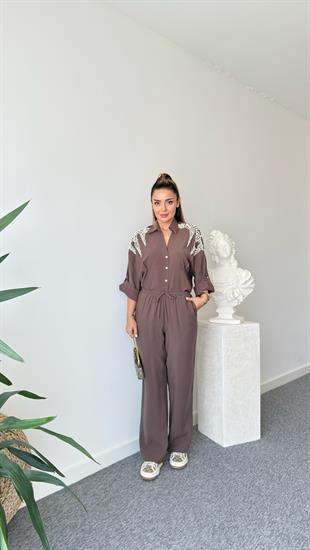 Kahve Ruja İncili Tasarım Takım