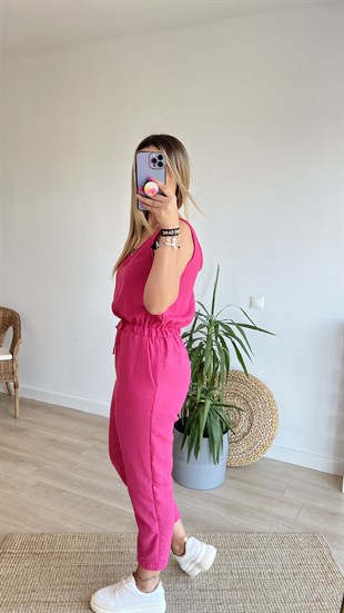 Beli Lastikli Pembe Kolsuz Tulum