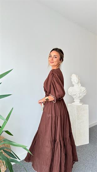 Kahve Kontrast Massi Model Elbise