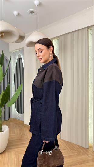 Torea Kahve Renk Geçişli Kuşaklı Jean Takım