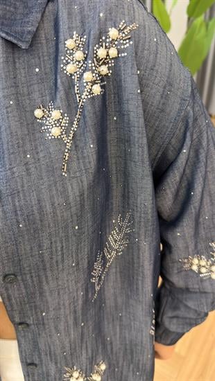 Willow Taş Ve İnci Detaylı Premium Tensel Gömlek