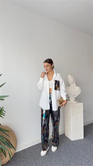 Parıltılı Renk Geçişli Tasarım Pantolon