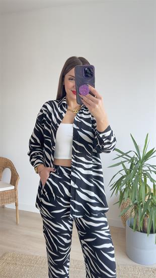 Zebra Desen Ceket Pantolon Takım