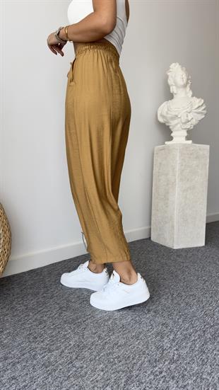 Beli Lastikli Camel Şalvar Pantolon