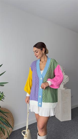 Helen Renk Geçişli Triko Hırka