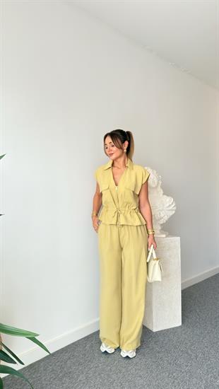 Yeşil Porle Bel Büzgülü Tensel Takım