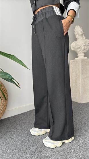 Linen Bel Detaylı Antrasit Pantolon