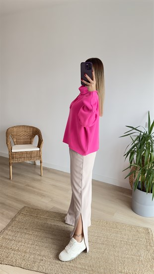 Boğazlı Basic Pembe Triko