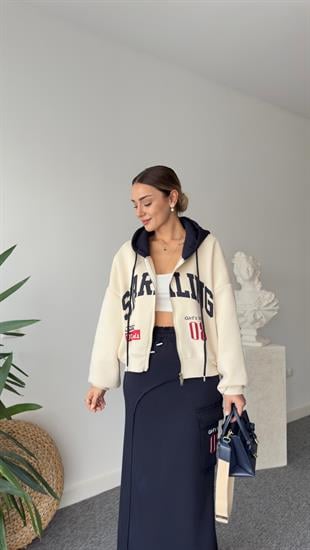 Sparklıng Yazılı Bej Sweatshirt 