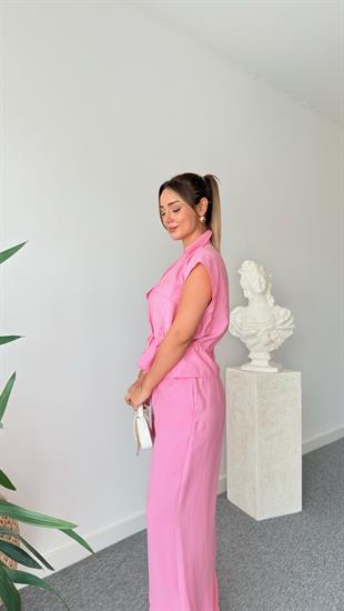 Pembe Porle Bel Büzgülü Tensel Takım