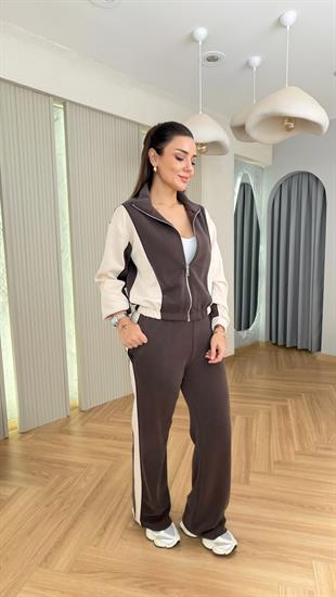 Kahve Ekru Renk Geçişli Oys Modal Takım