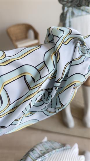 Zincir Baskı Kruvaze Saten Bluz