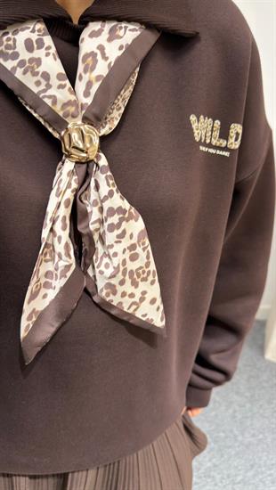 Rika Polo Yaka Fular Detaylı Kahve Sweat
