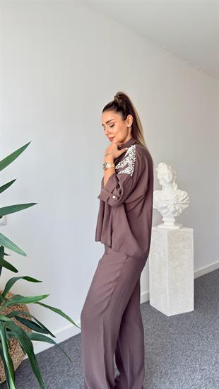 Kahve Ruja İncili Tasarım Takım