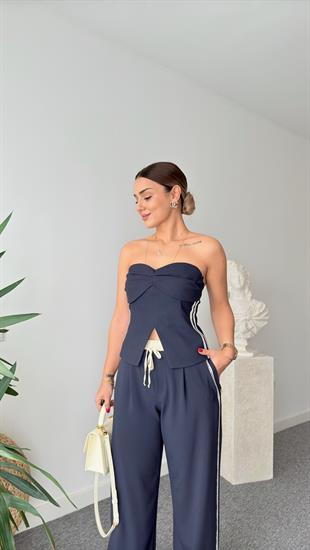 Ritto Şerit Detaylı Straplez Bluz