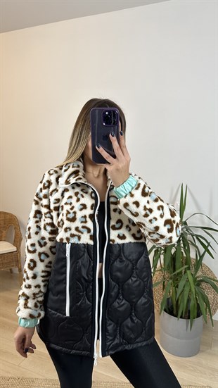 Kapitone Detaylı Mavi Leopar Peluş