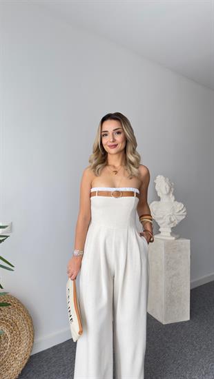 Gran Kemer Detaylı Bej Straplez Tulum