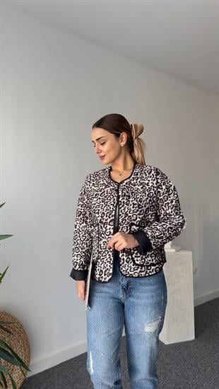 Nikol Biyeli Zra Model Leopar Kapitone Ceket